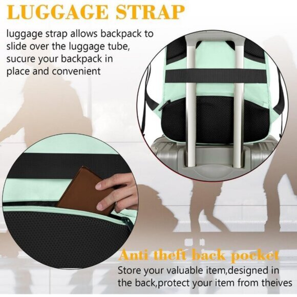 🆕Matein Men Mint Green Travel Business Anti Theft Slim Sturdy Laptops Backpack - Picture 4 of 10